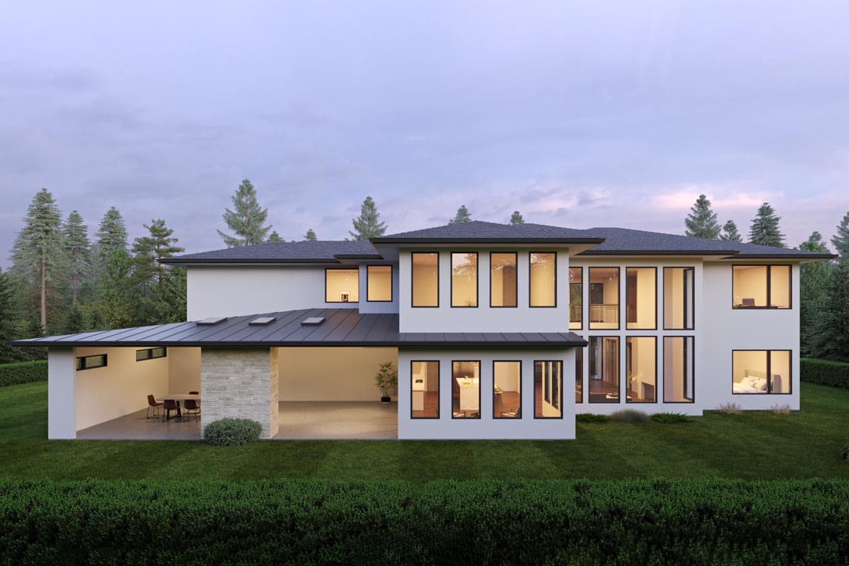 Plan 666237RAF: 2-Story Modern Home Plan Under 4600 Sq Ft with Outdoor Living Room and a Home Office - Image #4 - Contemporary, Mid Century Modern, Modern, Northwest