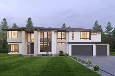 2-Story Modern Home Plan Under 4600 Sq Ft with Outdoor Living Room and a Home Office