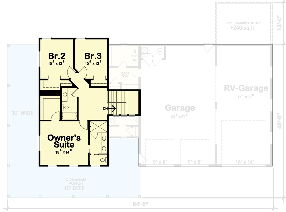 Plan 42726DB: 2042 Square Foot 3-Bed Barndominium-Style House Plan with RV Garage - Floor Plan - 2nd Floor - Barndominium, Country, Rustic