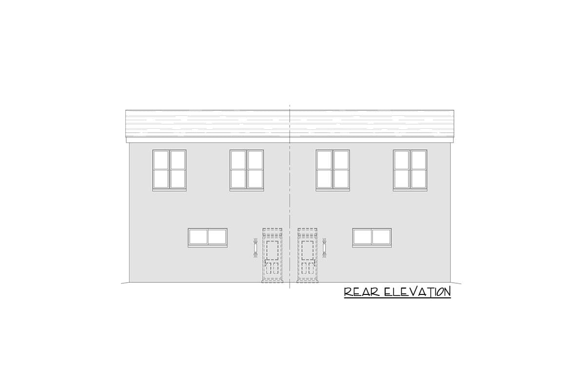 Plan 680194VR: Contemporary Duplex House Plan with Matching 3 Bed Units Under 1300 Sq Ft - Image #4 - Contemporary, Mid Century Modern, Modern