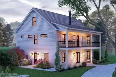 2-Bed Rustic Country House Plan with Unfinished Walkout Basement