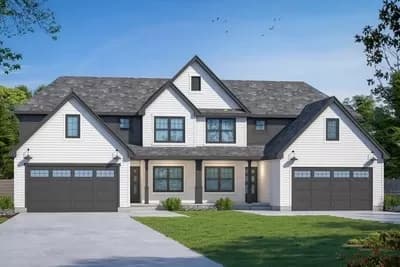 New American Duplex House Plan with 3 Bed 2 Car Units Under 1500 Square Feet
