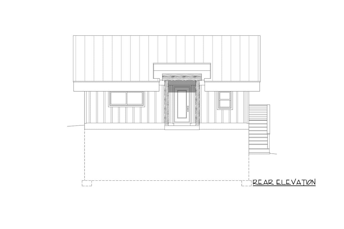 Plan 680197VR: Contemporary Lake House Plan with Lower Level Workshop - 1000 Sq Ft - Image #4 - Contemporary, Mid Century Modern, Mountain, Northwest