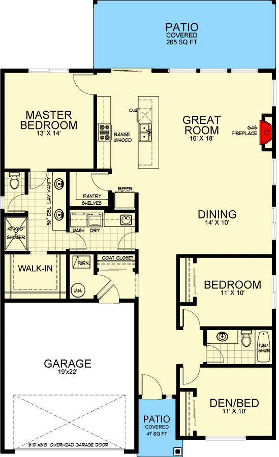 Plan 267032SPK: Modern Home Plan Under 1800 Square Feet with Flex Room - Floor Plan - Main Level - Contemporary, Mid Century Modern, Modern