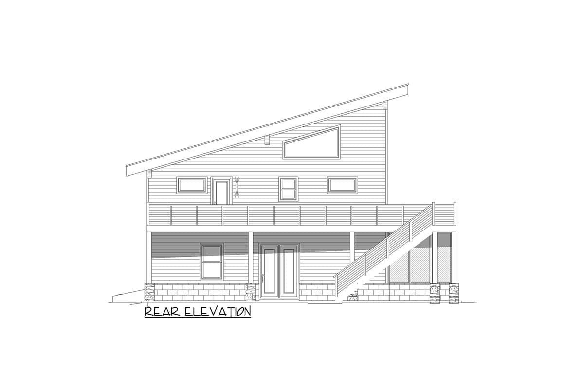 Plan 680199VR: Modern Lakehouse with 2-Car Garage and Sauna Inside Garage-Level Flex Room - Image #5 - Ranch, Traditional