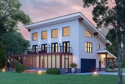 Modern Lakehouse with 2-Car Garage and Sauna Inside Garage-Level Flex Room
