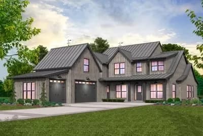 3,300 Square Foot 4-Bed Modern Farmhouse Plan with Vaulted Great Room