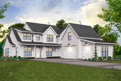 5-Bed Modern Farmhouse Plan with Workshop in Garage