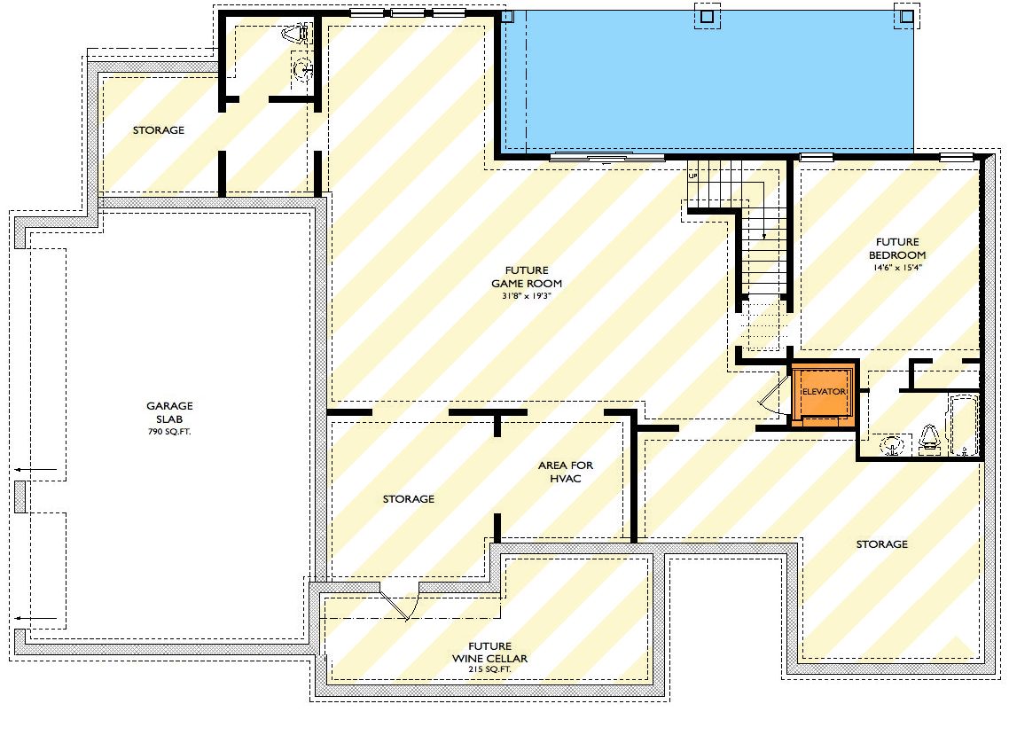 Plan 29922LDG: Modern Farmhouse with an Elevator and Upstairs Laundry Option Plus Lower Level Expansion - Floor Plan - Optional Lower Level - Country, Farmhouse, Modern Farmhouse, New American, Traditional