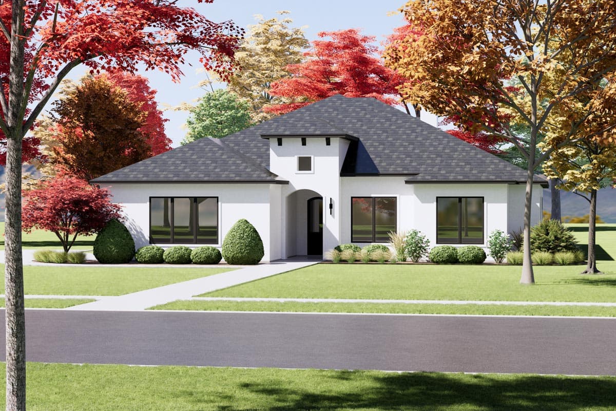 Plan 818081JSS: Transitional 4-Bed House Plan Under 2400 Square Feet with 2-Car Side-Load Garage - Image #5 - European, Hill Country, Southern, Transitional