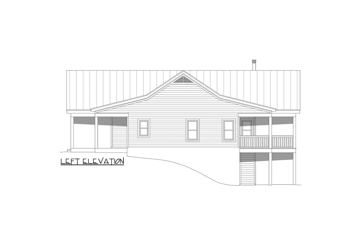 Plan 680207VR: One-Story Lake House Plan Under 1600 Square Feet with Unfinished Lower Level - Image #4 - Contemporary, Country, Mid Century Modern, Ranch