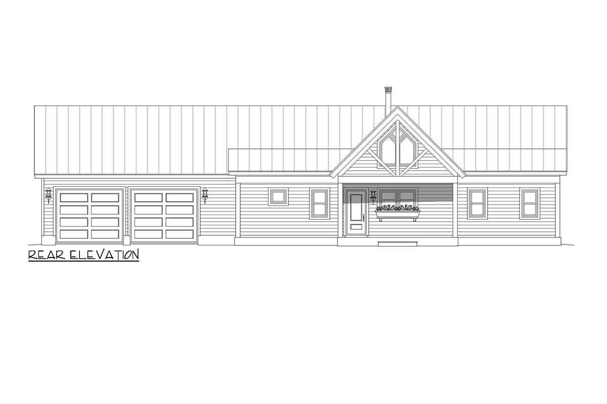 Plan 680207VR: One-Story Lake House Plan Under 1600 Square Feet with Unfinished Lower Level - Image #5 - Contemporary, Country, Mid Century Modern, Ranch