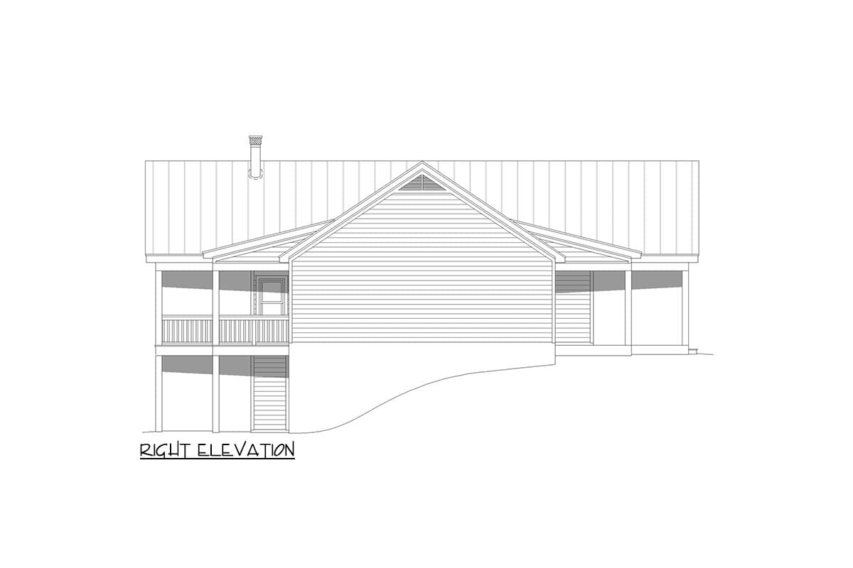 Plan 680207VR: One-Story Lake House Plan Under 1600 Square Feet with Unfinished Lower Level - Image #6 - Contemporary, Country, Mid Century Modern, Ranch