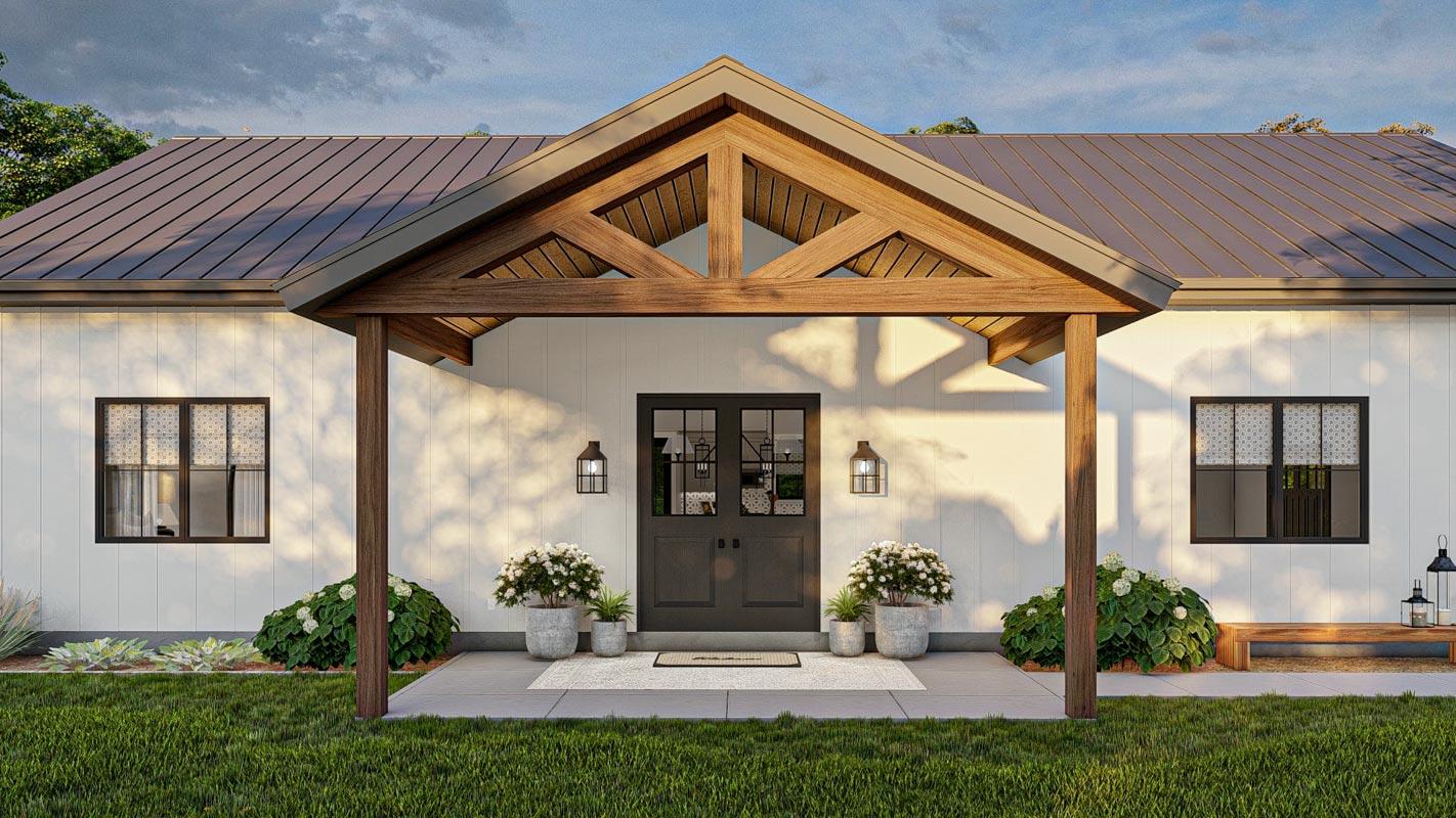 Plan 623288DJ: Barndominium-Style House Plan with Home Office and 2-Car Garage - Image #9 - Barndominium, Cottage, Country, Rustic, Traditional