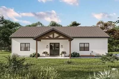 Barndominium-Style House Plan with Home Office and 2-Car Garage