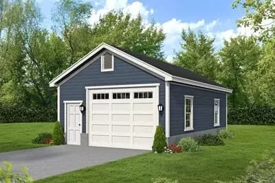 640 Sq Foot 2-Car Detached Garage with Half Bath