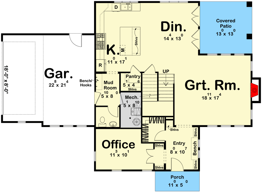 Plan 623290DJ: Classic Southern House Plan Under 2600 Square Feet with 3 Bedrooms - Floor Plan - Main Level - Colonial, Southern, Traditional