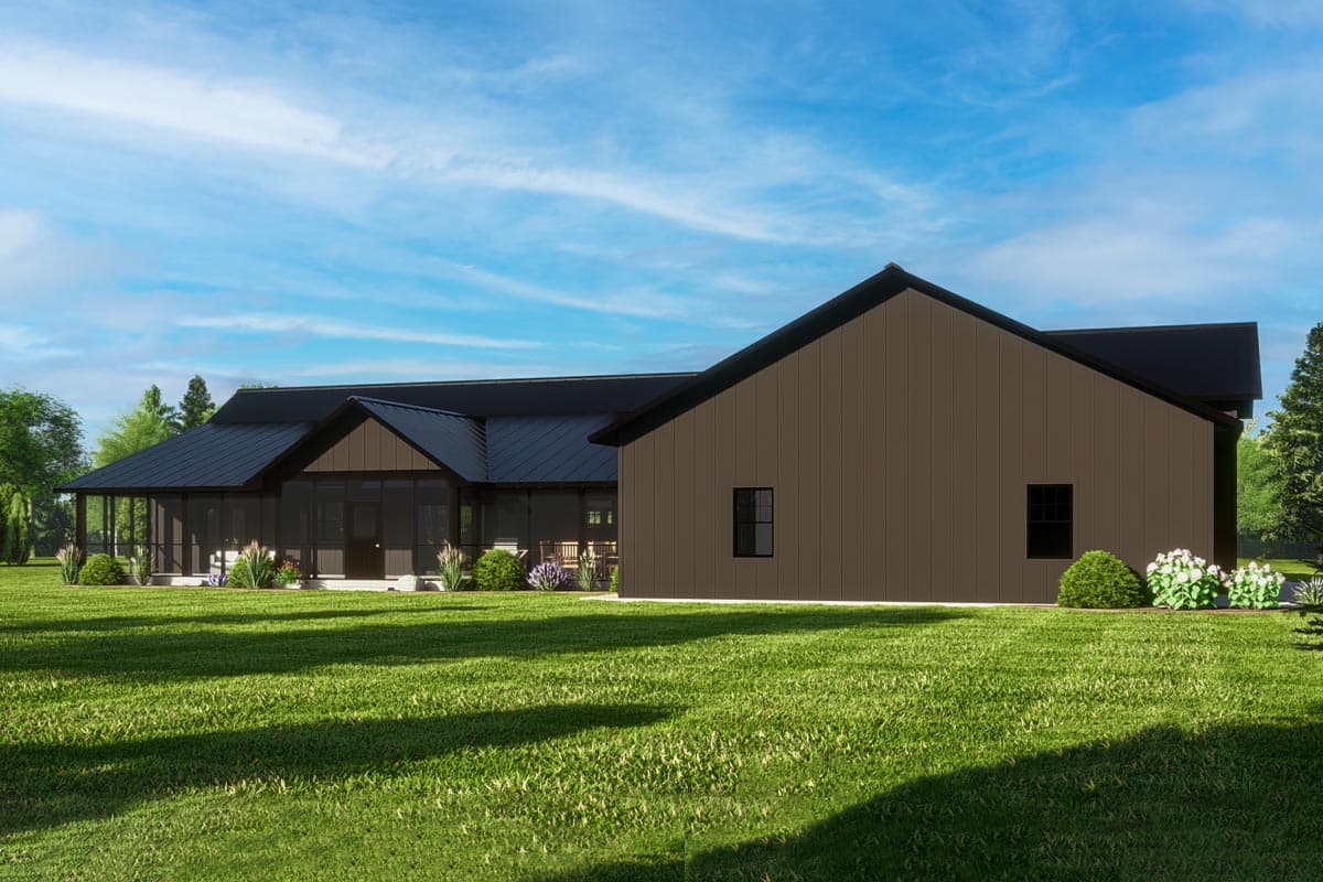 Plan 135241GRA: 2000 Square Foot Barndominium-Style House Plan with 5-Car Garage - Image #4 - Barndominium, Country, Rustic