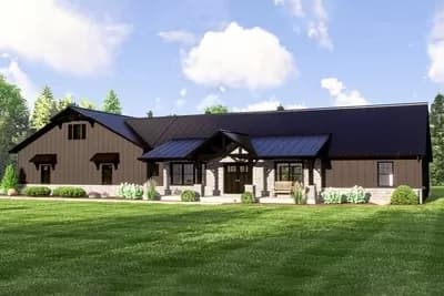 2000 Square Foot Barndominium-Style House Plan with 5-Car Garage