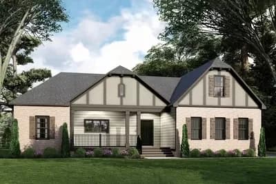 Tudor-Style House Plan Under 1700 Square Feet with 3 Bedrooms