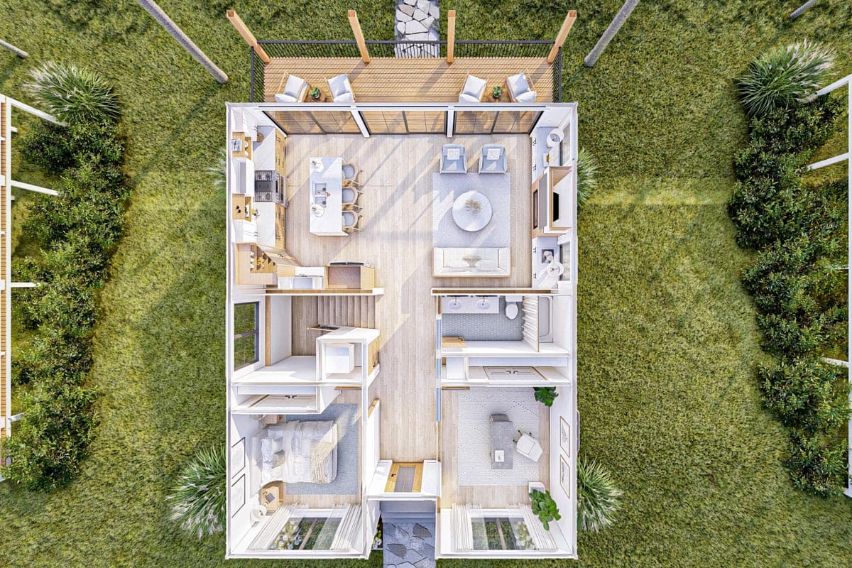 Plan 623291DJ: 1140 Square Foot 2 Bed Cottage with Outdoor Space In Back - Image #17 - Beach, Coastal, Cottage, Southern