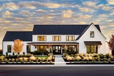 2400 Sq. Ft. 4-Bedroom Modern Farmhouse Plan With 4-Car Garage