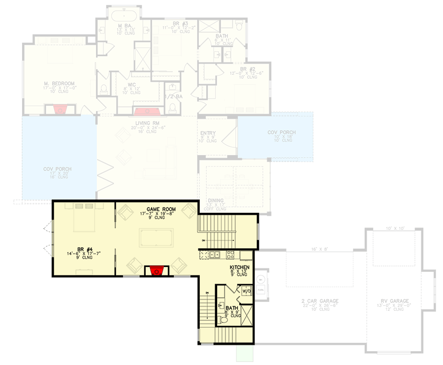 Plan 246005DLR: Contemporary House Plan with Separate Upstairs Unit and an RV Bay - 3785 Sq Ft - Floor Plan - 2nd Floor - Contemporary, Mid Century Modern, Modern