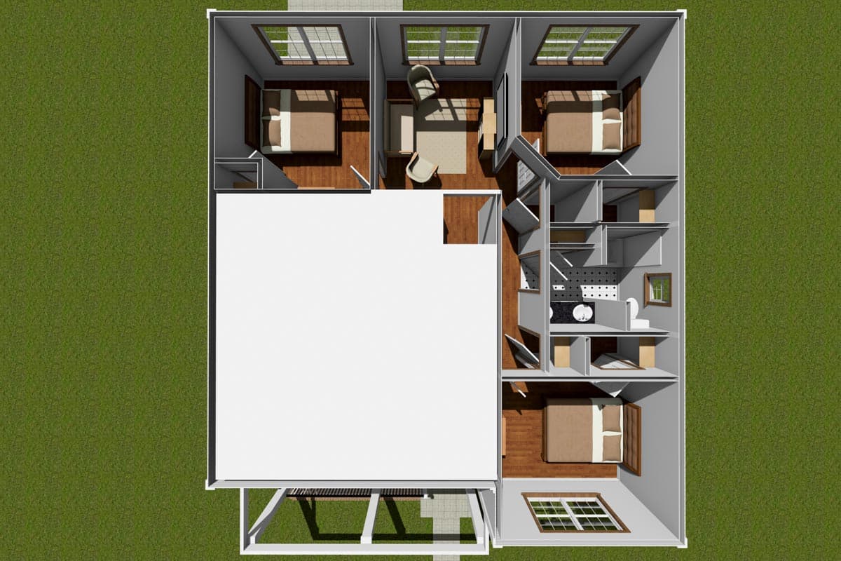 Plan 52332WM: 4-Bedroom Farmhouse Cottage House Plan under 2000 Sq Ft - Image #9 - Country, Farmhouse, New American, Traditional