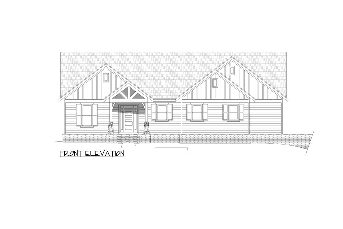 Plan 680211VR: Lake House Plan for a Rear Sloping Lot Under 2300 Sq Ft with Drive-Under Garage - Image #6 - Cabin, Country, Craftsman, Mountain, Rustic