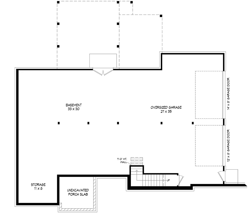 Plan 680211VR: Lake House Plan for a Rear Sloping Lot Under 2300 Sq Ft with Drive-Under Garage - Floor Plan - Unfinished Basement  - Cabin, Country, Craftsman, Mountain, Rustic