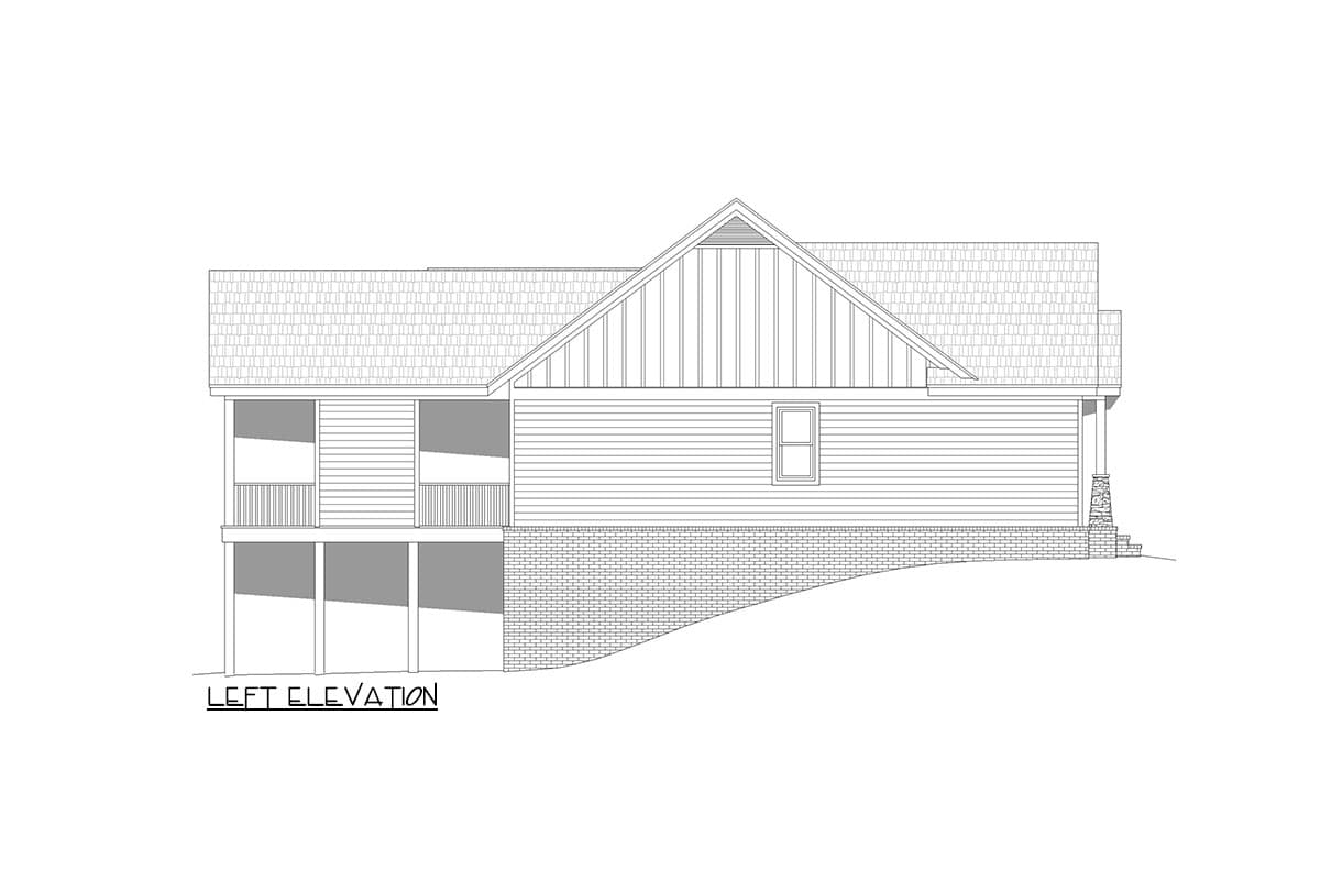 Plan 680211VR: Lake House Plan for a Rear Sloping Lot Under 2300 Sq Ft with Drive-Under Garage - Image #7 - Cabin, Country, Craftsman, Mountain, Rustic