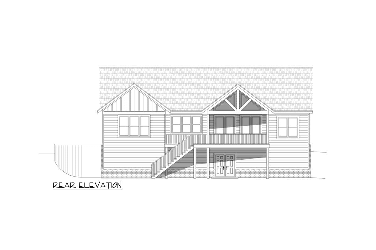 Plan 680211VR: Lake House Plan for a Rear Sloping Lot Under 2300 Sq Ft with Drive-Under Garage - Image #8 - Cabin, Country, Craftsman, Mountain, Rustic
