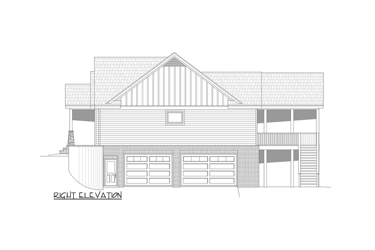 Plan 680211VR: Lake House Plan for a Rear Sloping Lot Under 2300 Sq Ft with Drive-Under Garage - Image #9 - Cabin, Country, Craftsman, Mountain, Rustic