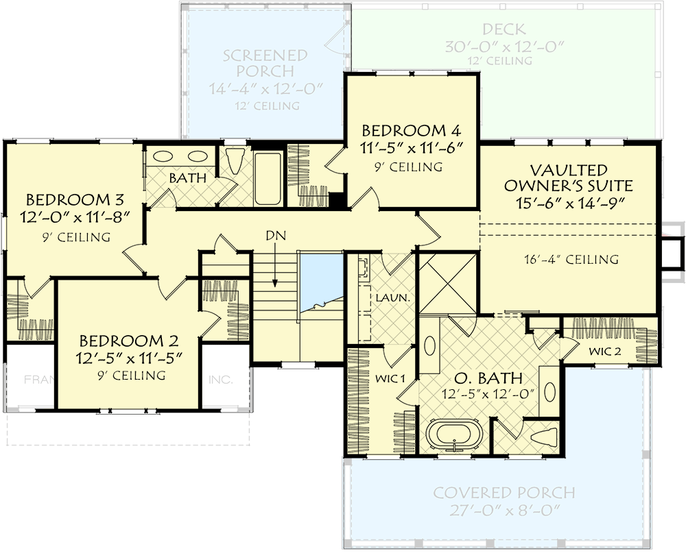 Plan 710429BTZ: 4 Bed Country Home Plan Under 2300 Sq Ft with Brick and Clapboard Siding Exterior - Floor Plan - 2nd Floor - Country, Southern, Traditional