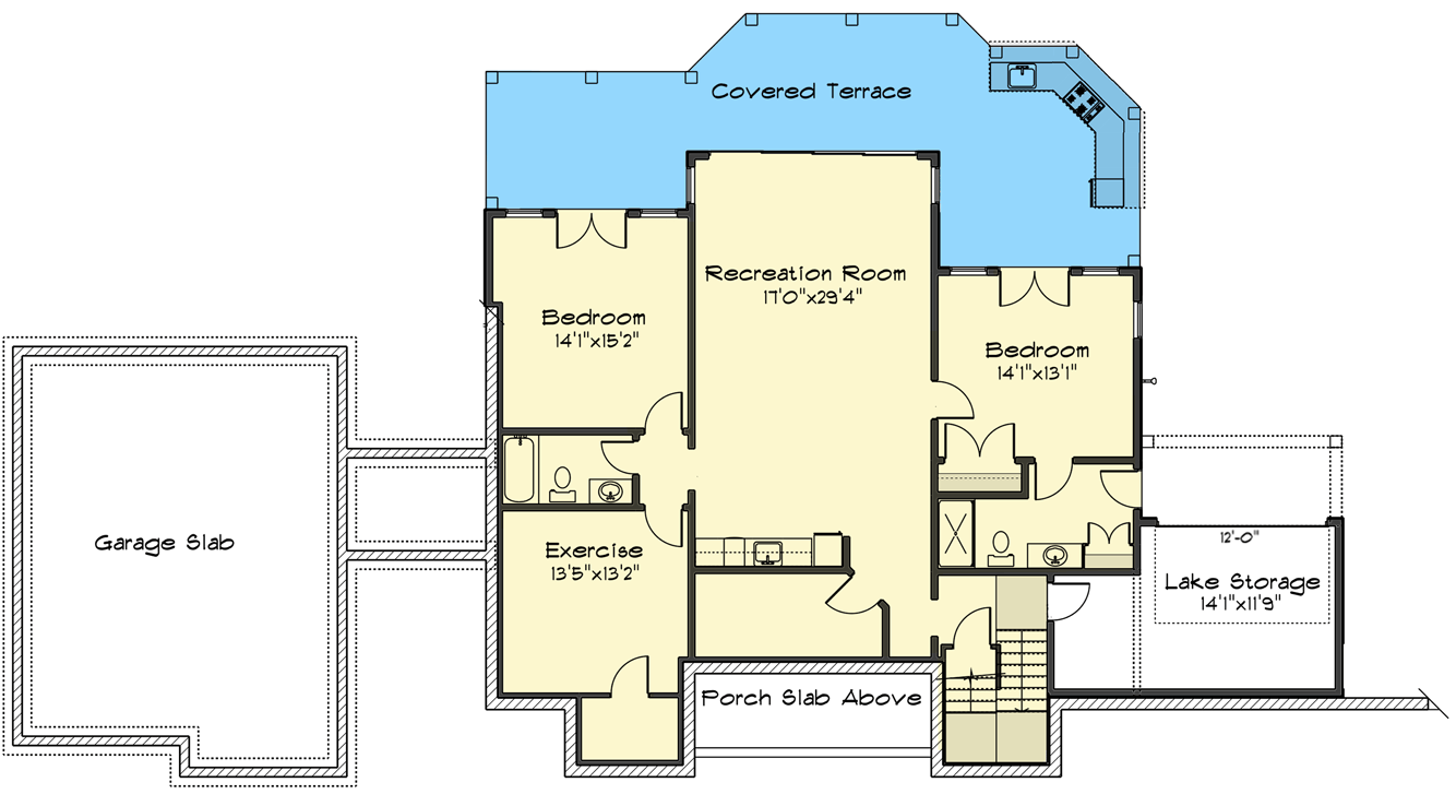 Plan 92345MX: 3300 Square Foot Mountain (or Lake) House Plan with Optional Detached Garage - Floor Plan - Finished Walkout Lower Level - Country, Craftsman, Mountain, New American, Rustic
