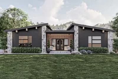 One-Story Mid-Century Modern Ranch House Plan With 3 Bedrooms