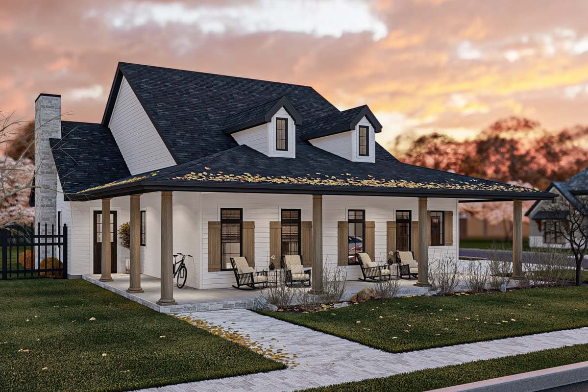 Plan 623293DJ: 3 Bed Southern Style House Plan Under 1700 Sq Ft with L-Shaped Front Porch - Image #19 - Country, Southern