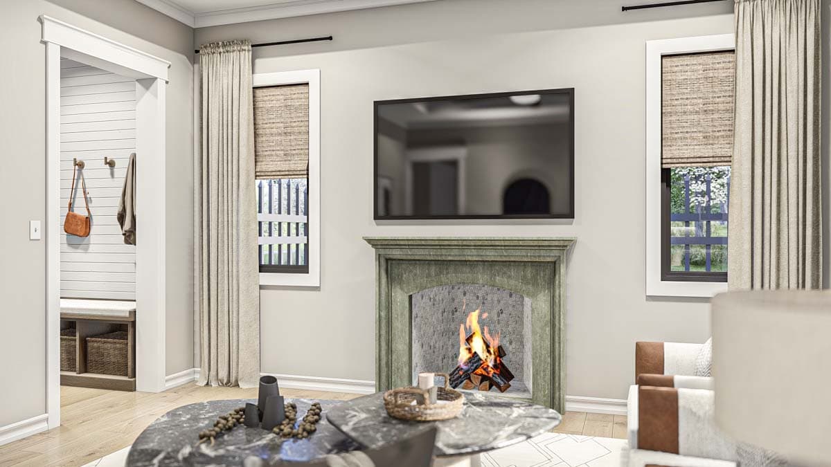 Plan 623293DJ: 3 Bed Southern Style House Plan Under 1700 Sq Ft with L-Shaped Front Porch - Image #8 - Country, Southern