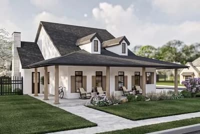 3 Bed Southern Style House Plan Under 1700 Sq Ft with L-Shaped Front Porch