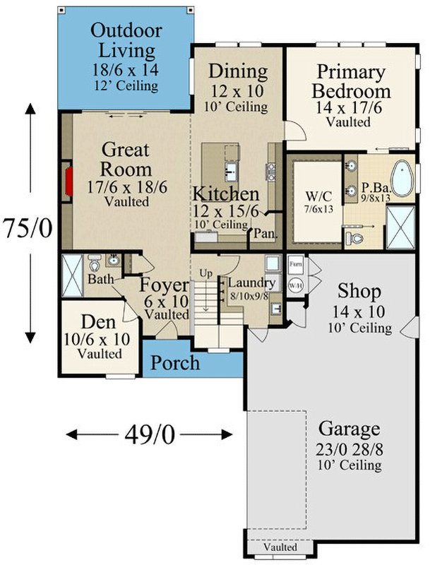 Plan 85438MS: Two Story Modern House Plan Under 2400 Square Feet with Flex Room - Floor Plan - Main Level - Mid Century Modern, Modern, Northwest