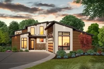 Two Story Modern House Plan Under 2400 Square Feet with Flex Room