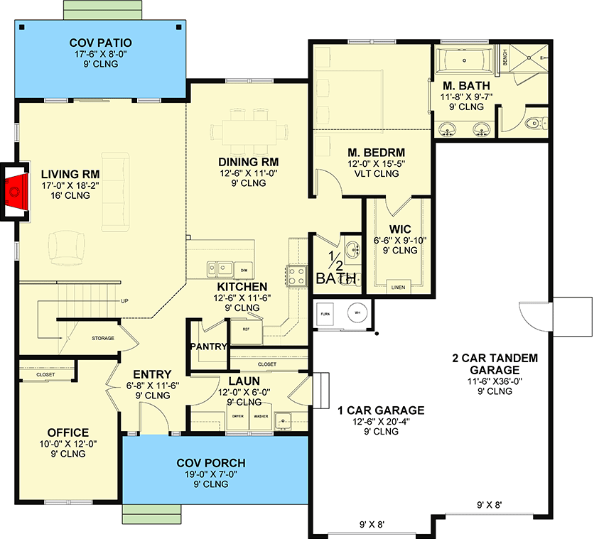 Plan 246006DLR: Open Concept 2-Story House Plan with Home Office - 2355 Sq Ft - Floor Plan - Main Level - Country, Traditional