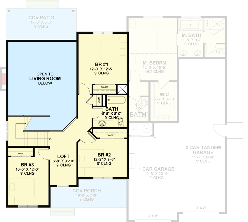 Plan 246006DLR: Open Concept 2-Story House Plan with Home Office - 2355 Sq Ft - Floor Plan - 2nd Floor - Country, Traditional