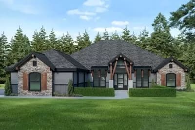 One-Story Rugged Craftsman House Plan with Split Layout - 3216 Sq Ft