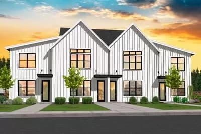 Modern Farmhouse Fourplex House Plan with Two 1100 Sq Ft Units and Two 1500 Sq Ft Units
