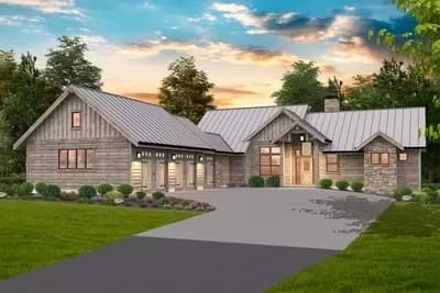 3000 Square Foot One-Story Rustic Craftsman House Plan with Flex Room