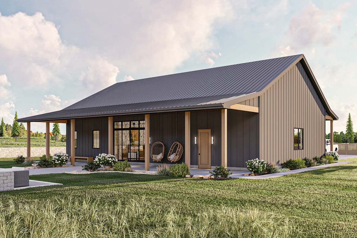 Plan 623296DJ: Rustic Barndominium-Style 2-Bed Farmhouse House Plan under 1500 Square Feet - Image #16 - Barndominium, Cabin, Country, Farmhouse, Ranch, Rustic, Southern, Traditional, Vacation