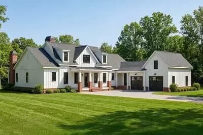 2400 Square Foot Modern Farmhouse Plan with Courtyard Garage