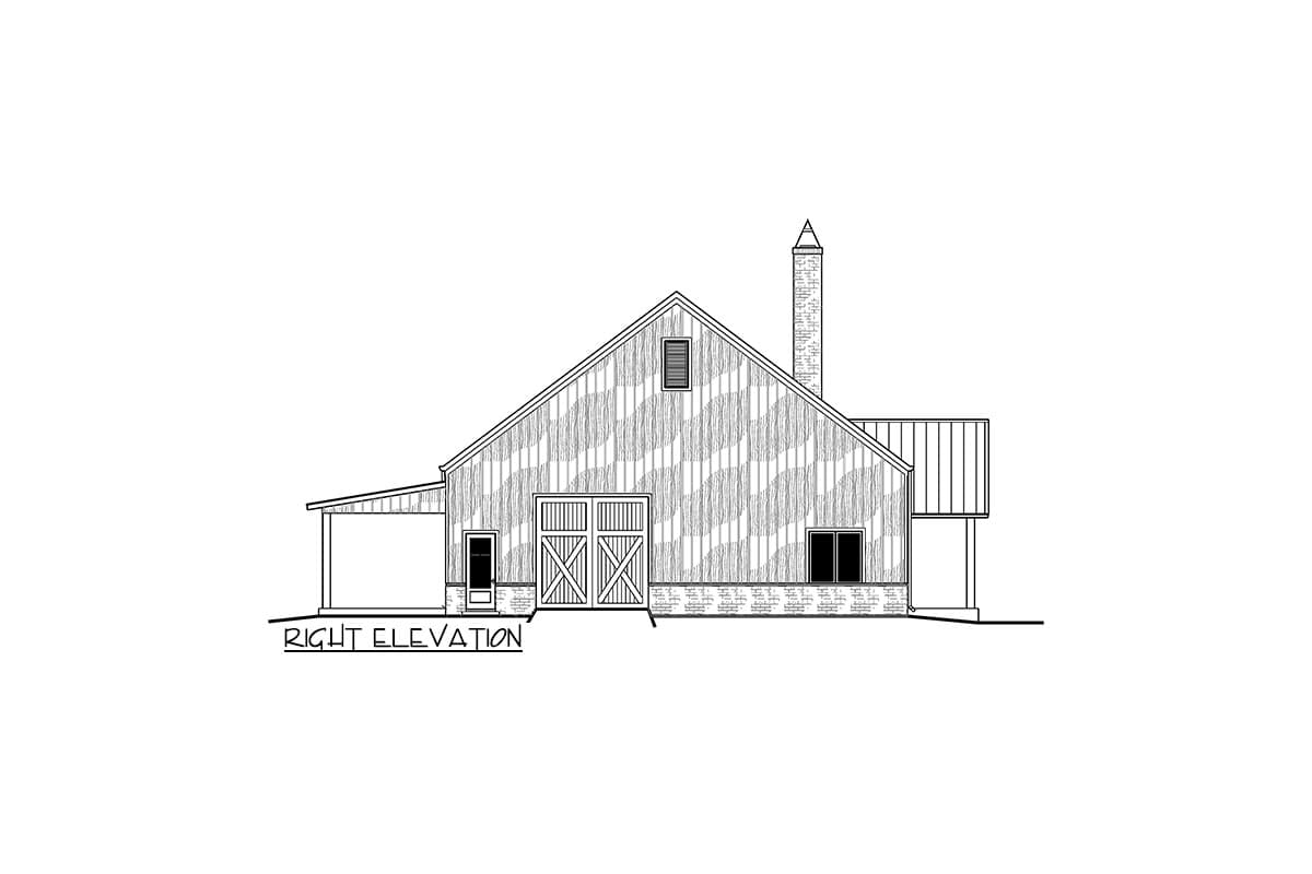 Plan 510247WDY: 2-Bed Barndominium Under 2000 Square Feet with Vaulted Drive Through Workshop - Image #7 - Barndominium, Country, Rustic