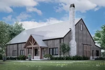 2-Bed Barndominium Under 2000 Square Feet with Vaulted Drive Through Workshop